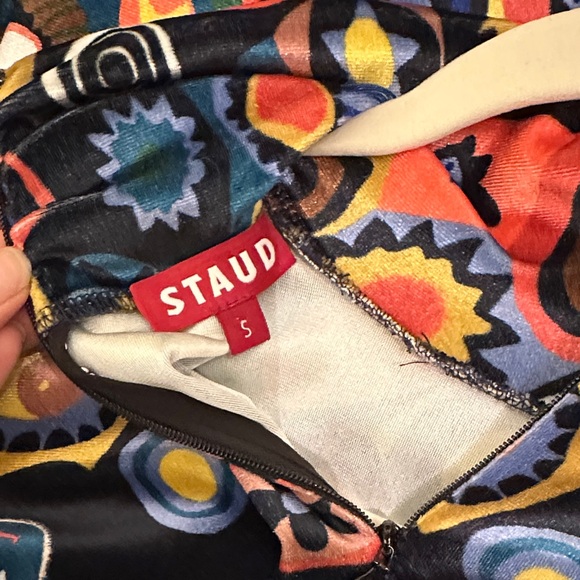 STAUD Velvet Bodycon Multicolor Patterned Turtleneck Dress Small - Picture 7 of 7